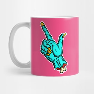 Pick Your Nose Zombie Pointing Finger Blue Cartoon T-Shirt Mug